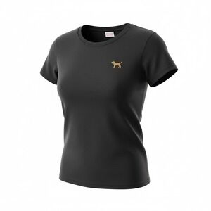 Victoria's Secret PINK Planet T Shirt Women's XS Black Sequin Gold Laurel Leaf